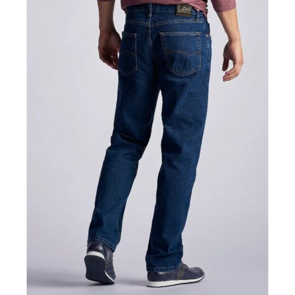 Lee Men's Regular Fit Jeans Dark Wash 100% Cotton Size 42x30 - Picture 2 of 7